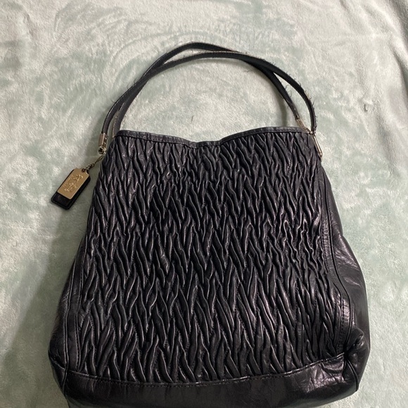 Coach Black Gathered Twist Leather Madison Phoebe Shoulder Bag - Picture 1 of 14